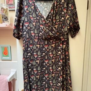 Disturbia Mushroom Print Wrap Dress